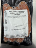 Pork German Sausage Links- Swiss and Green Chile