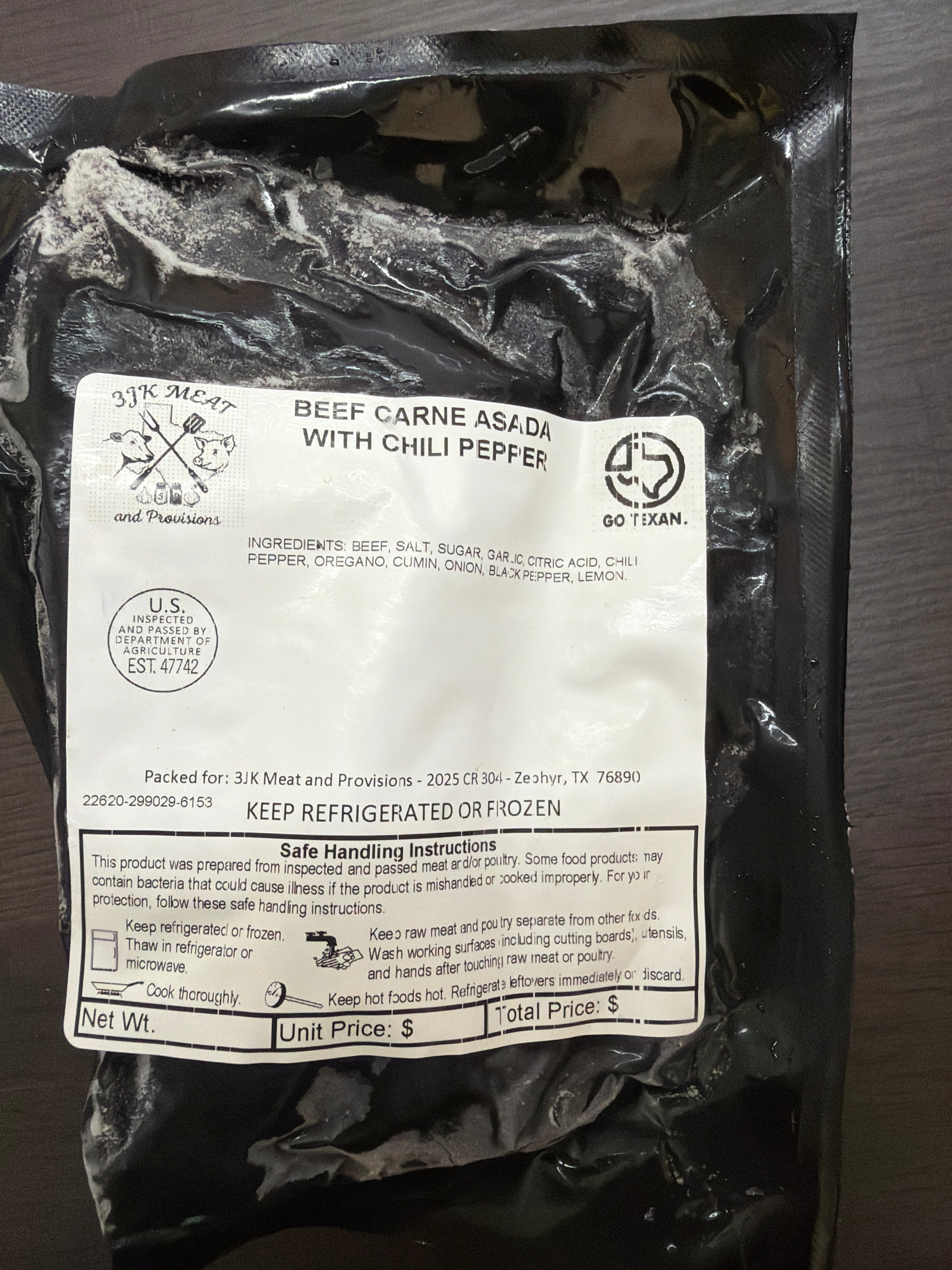 Carne Asada- tenderized and seasoned