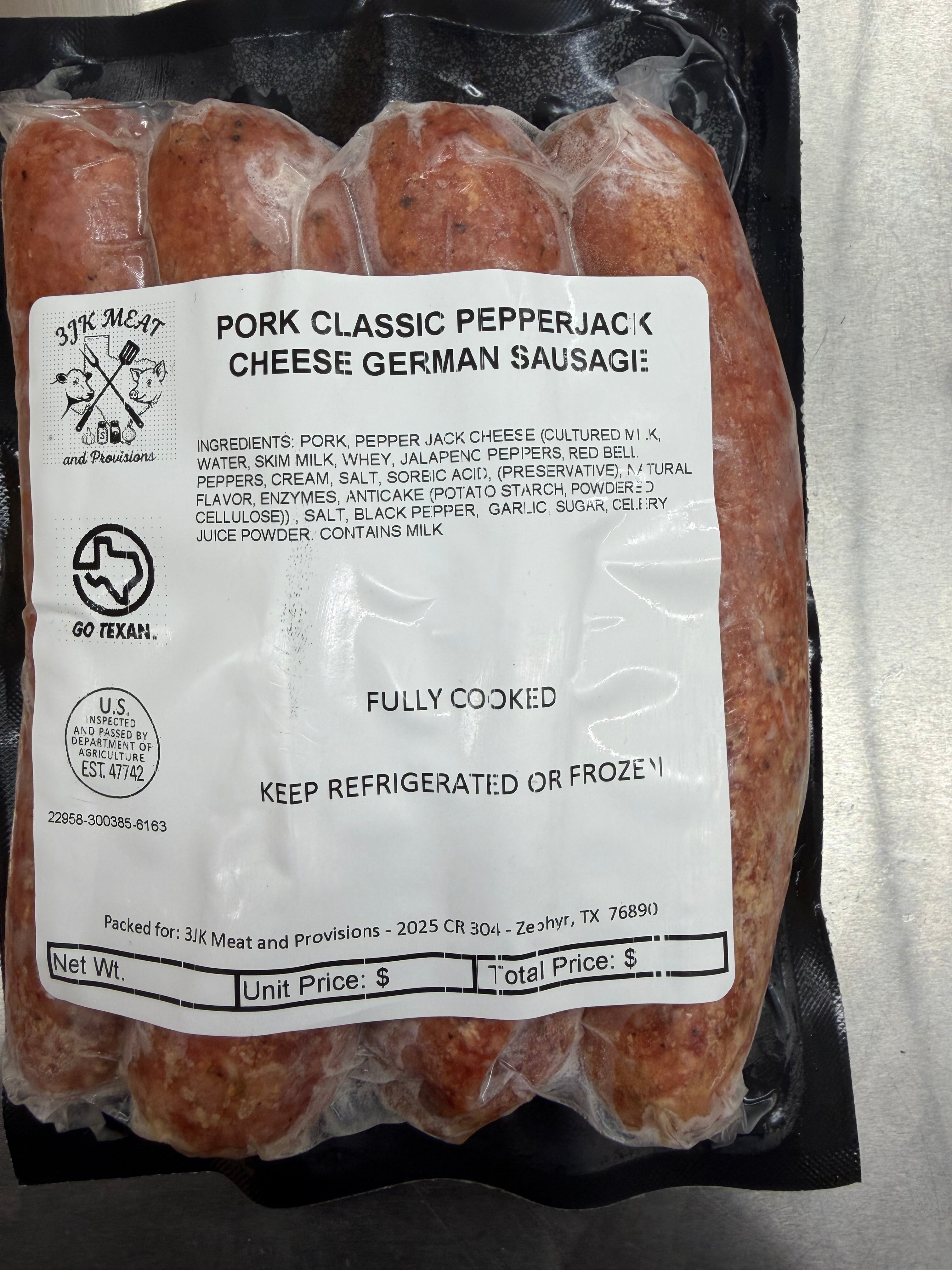 Pork German Sausage Links- Pepperjack Cheese